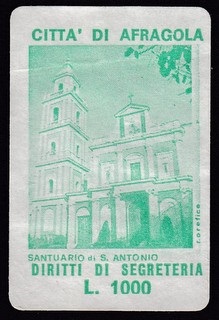 Marca da Bollo del Comune di AFRAGOLA su Carta Bianca di dimensioni 23 x 38 mm