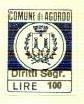 Marca da Bollo del Comune di AGORDO su Carta Bianca di dimensioni 15,5 x 20 mm