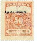 Marca da Bollo del Comune di AGRATE BRIANZA su Carta Bianca Sottile di dimensioni 23 x 29,5 mm