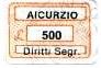 Marca da Bollo del Comune di AICURZIO su Carta Bianca di dimensioni 18,5 x 12,5 mm