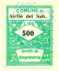Marca da Bollo del Comune di AIELLO DEL SABATO su Carta Bianca di dimensioni 21,5 x 28,5 mm