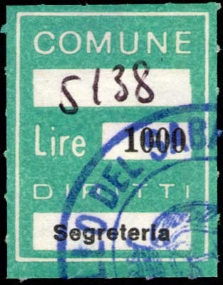 Marca da Bollo del Comune di AIELLO DEL SABATO su Carta Bianca di dimensioni 19 X 25 mm