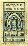 Marca da Bollo del Comune di ATELLA DI NAPOLI su Carta Bianca di dimensioni 17,5 x 32,5 mm