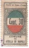 Marca da Bollo del Comune di ATELLA DI NAPOLI su Carta Bianca di dimensioni 17,5 x 33 mm