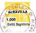Marca da Bollo del Comune di ALBAVILLA su Carta Bianca di dimensioni 20 x 20 mm