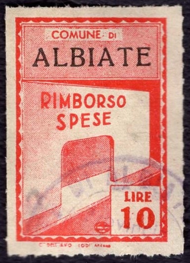Marca da Bollo del Comune di ALBIATE su Carta Bianca di dimensioni 22 x 29 mm