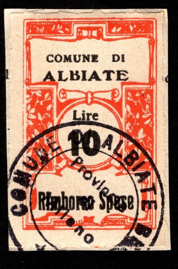 Marca da Bollo del Comune di ALBIATE su Carta Bianca di dimensioni 22 x 32 mm