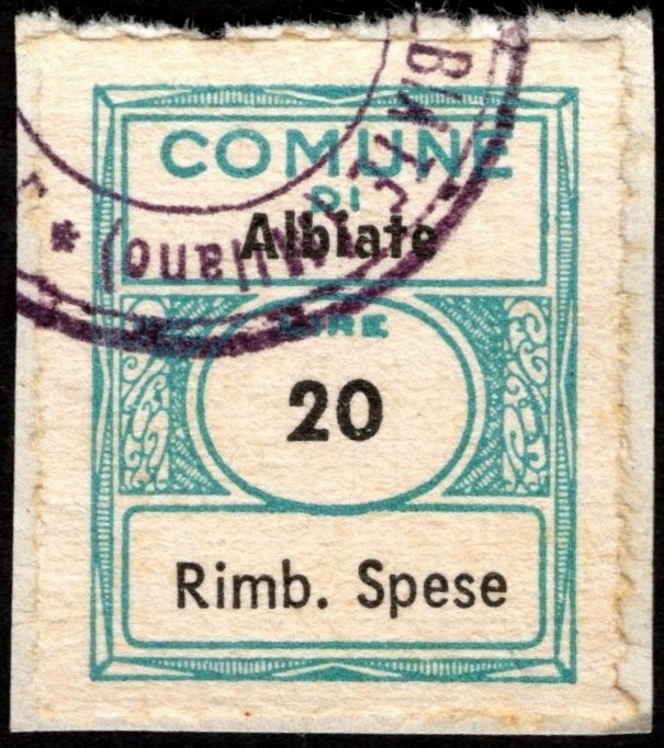 Marca da Bollo del Comune di ALBIATE su Carta Bianca di dimensioni 22 x 28 mm