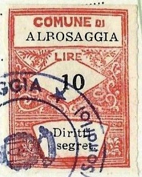 Marca da Bollo del Comune di ALBOSAGGIA su Carta Bianca di dimensioni mm