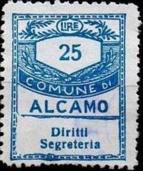 Marca da Bollo del Comune di ALCAMO su Carta Bianca di dimensioni 21,5 x 28 mm