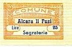 Marca da Bollo del Comune di ALCARA LI FUSI su Carta Bianca Sottile di dimensioni 26,5 x 16 mm