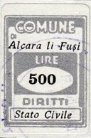 Marca da Bollo del Comune di ALCARA LI FUSI su Carta Bianca di dimensioni 17 x 23 mm