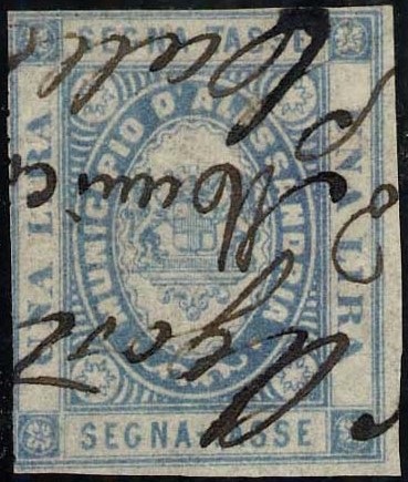 Marca da Bollo del Comune di ALESSANDRIA su Carta Bianca Sottile di dimensioni 26 x 31,5 mm