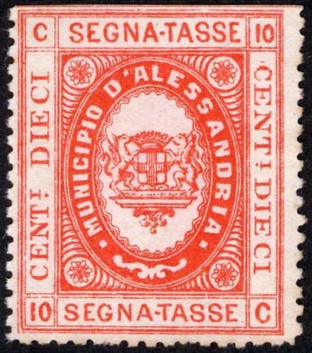 Marca da Bollo del Comune di ALESSANDRIA su Carta Bianca Sottile di dimensioni 26 x 31,5 mm