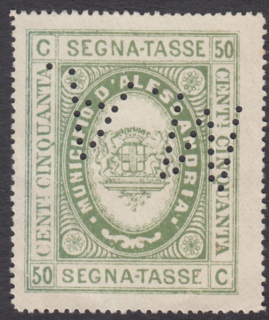 Marca da Bollo del Comune di ALESSANDRIA su Carta Bianca Sottile di dimensioni 27 x 31,5 mm
