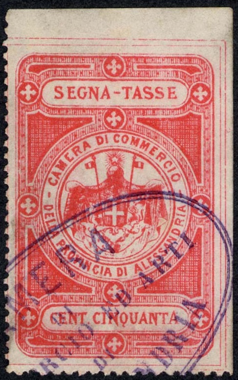 Marca da Bollo del Comune di ALESSANDRIA su Carta Bianca Sottile di dimensioni 31,5 x 45 mm