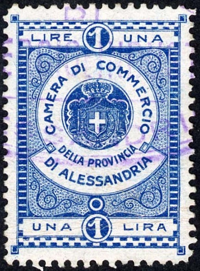 Marca da Bollo del Comune di ALESSANDRIA su Carta Bianca di dimensioni 27 x 31 mm