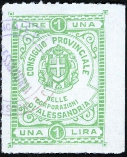 Marca da Bollo del Comune di ALESSANDRIA su Carta Bianca di dimensioni 24,5 x 38 mm