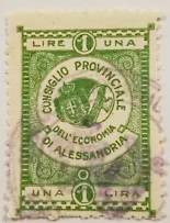 Marca da Bollo del Comune di ALESSANDRIA su Carta Bianca di dimensioni 24,5 x 38 mm