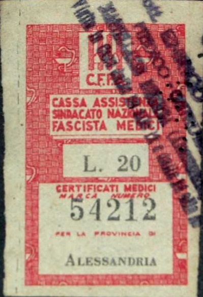 Marca da Bollo del Comune di ALESSANDRIA su Carta Bianca di dimensioni 27 x 47 mm