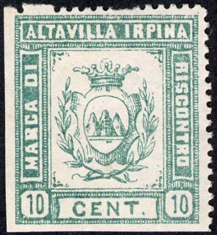 Marca da Bollo del Comune di ALTAVILLA IRPINA su Carta Bianca Sottile di dimensioni 25 x 27,5 mm
