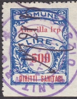 Marca da Bollo del Comune di ALTAVILLA IRPINA su Carta Bianca Sottile di dimensioni 22 x 29 mm