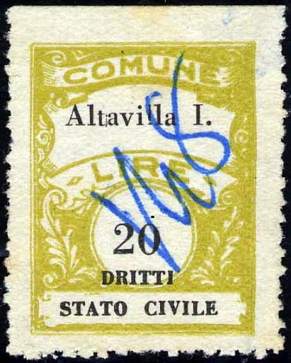 Marca da Bollo del Comune di ALTAVILLA IRPINA su Carta Bianca Sottile di dimensioni 22,5 x 29 mm