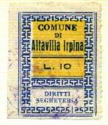 Marca da Bollo del Comune di ALTAVILLA IRPINA su Carta Bianca di dimensioni 26,5 x 36 mm
