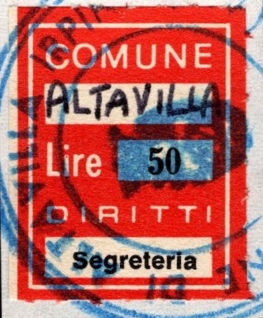 Marca da Bollo del Comune di ALTAVILLA IRPINA su Carta Bianca di dimensioni 21 X 27 mm