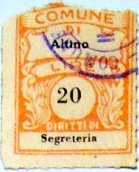 Marca da Bollo del Comune di ALTINO su Carta Bianca di dimensioni 22 x 29 mm