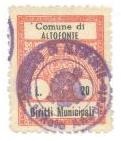 Marca da Bollo del Comune di ALTOFONTE su Carta Bianca Sottile di dimensioni 21,5 x 27,5 mm