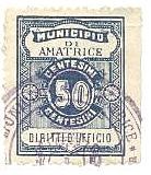 Marca da Bollo del Comune di AMATRICE su Carta Bianca di dimensioni 23,5 X 30,5 mm