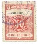 Marca da Bollo del Comune di AMATRICE su Carta Bianca Sottile di dimensioni 22,5 x 29 mm