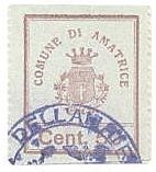 Marca da Bollo del Comune di AMATRICE su Carta Bianca di dimensioni 26 x 31 mm