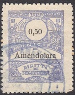 Marca da Bollo del Comune di AMENDOLARA su Carta Bianca Sottile di dimensioni 21,5 x 28,5 mm