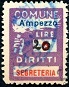 Marca da Bollo del Comune di AMPEZZO su Carta Bianca Sottile di dimensioni 18,5 x 26 mm