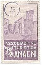 Marca da Bollo del Comune di ANAGNI su Carta Bianca di dimensioni 27 x 45 mm