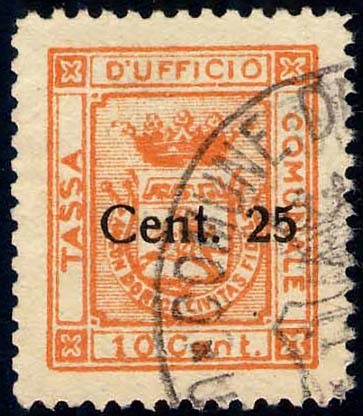 Marca da Bollo del Comune di ANCONA su Carta Bianca di dimensioni 18 x 22 mm
