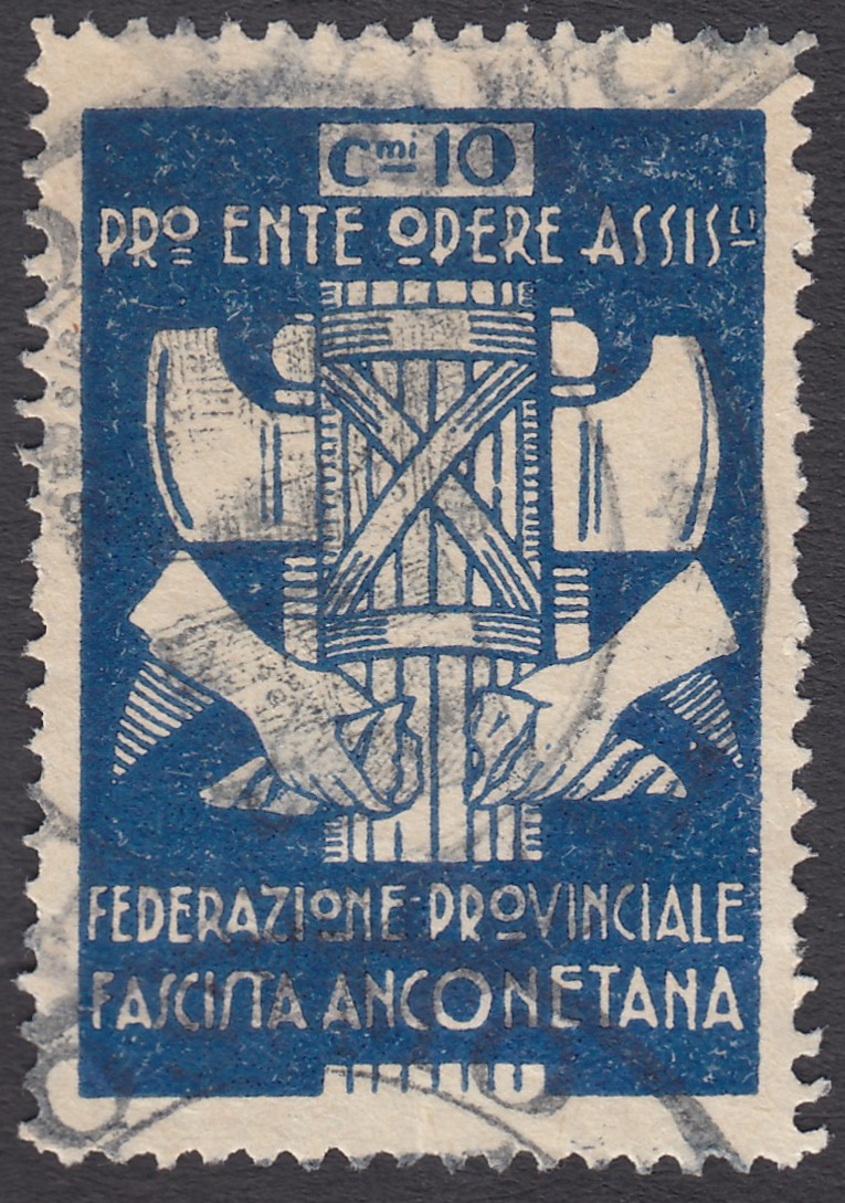 Marca da Bollo del Comune di ANCONA su Carta Bianca Sottile di dimensioni 24,5 x 36 mm