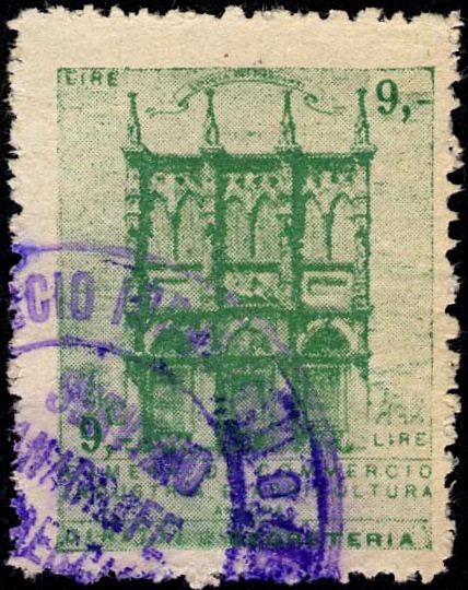 Marca da Bollo del Comune di ANCONA su Carta Bianca di dimensioni 23 x 30,5 mm