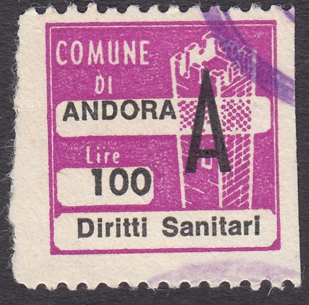 Marca da Bollo del Comune di ANDORA su Carta Bianca di dimensioni 20 x 20 mm