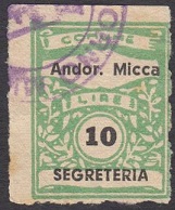 Marca da Bollo del Comune di ANDORNO MICCA su Carta Bianca di dimensioni 22,5 x 29 mm