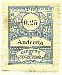 Marca da Bollo del Comune di ANDRETTA su Carta Bianca Sottile di dimensioni 22 x 28,5 mm