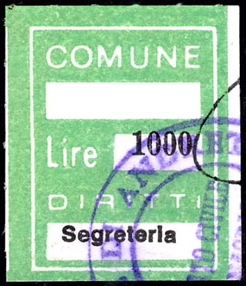 Marca da Bollo del Comune di ANDRETTA su Carta Bianca di dimensioni 21 X 27 mm