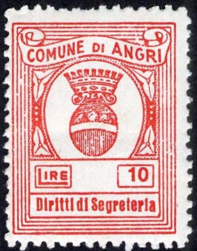 Marca da Bollo del Comune di ANGRI su Carta Bianca di dimensioni 22 x 29 mm