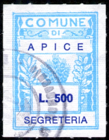 Marca da Bollo del Comune di APICE su Carta Bianca di dimensioni 20 x 28 mm