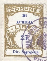 Marca da Bollo del Comune di APRILIA su Carta Bianca di dimensioni 22 x 29 mm