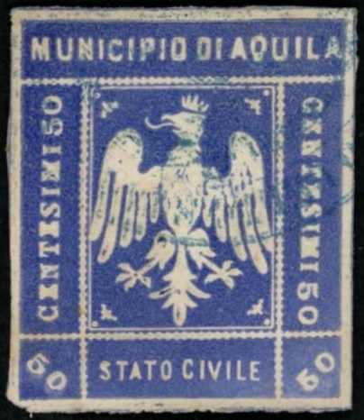 Marca da Bollo del Comune di L´AQUILA su Carta Bianca di dimensioni 24 x 30 mm