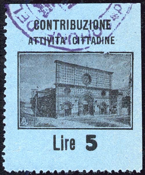 Marca da Bollo del Comune di L´AQUILA su Carta Bianca di dimensioni 28 x 31,5 mm