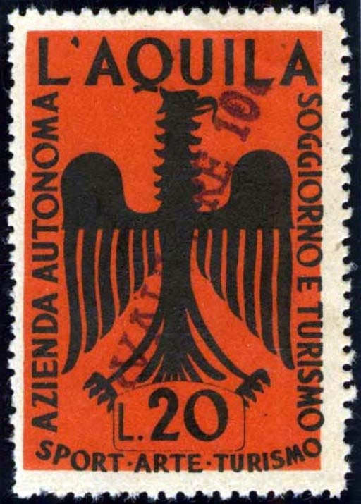 Marca da Bollo del Comune di L´AQUILA su Carta Bianca di dimensioni 29 x 45 mm
